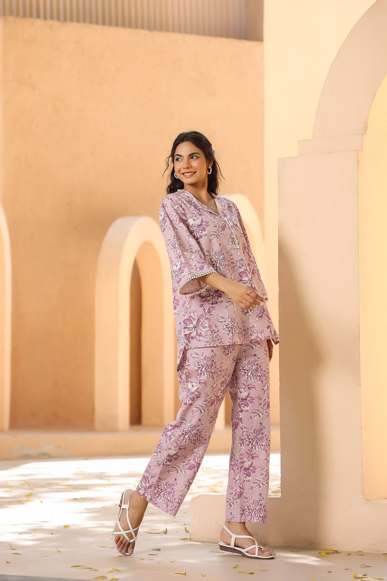 Oyster Pink Cotton Flex Co-ord Set