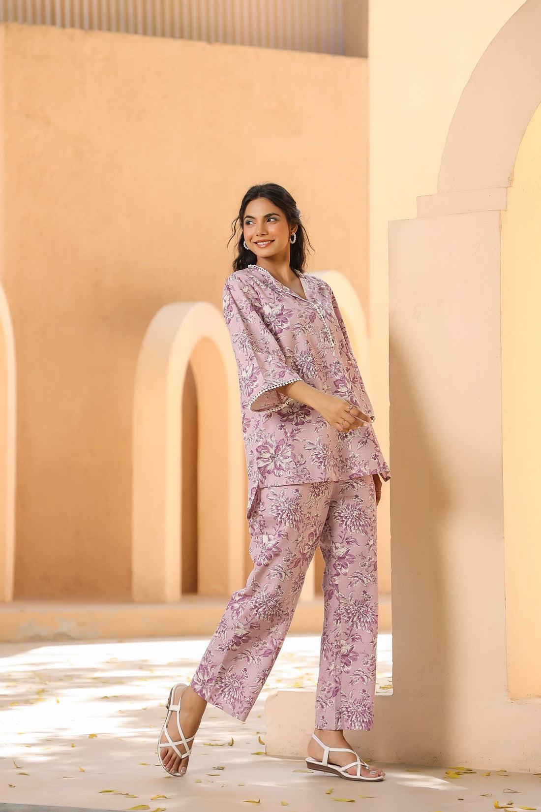 Oyster Pink Cotton Flex Co-ord Set