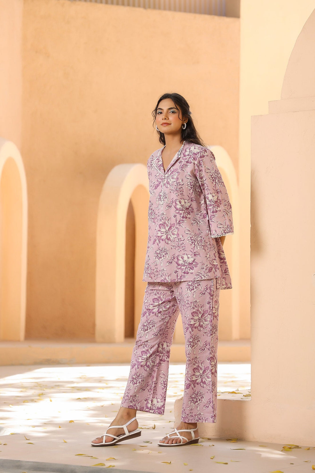 Oyster Pink Cotton Flex Co-ord Set