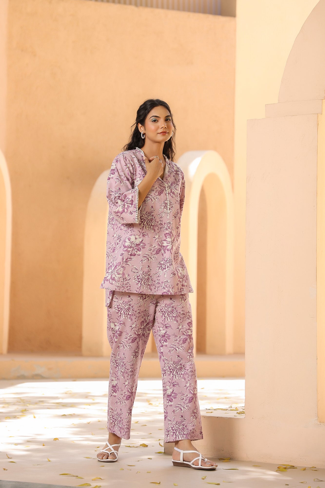 Oyster Pink Cotton Flex Co-ord Set