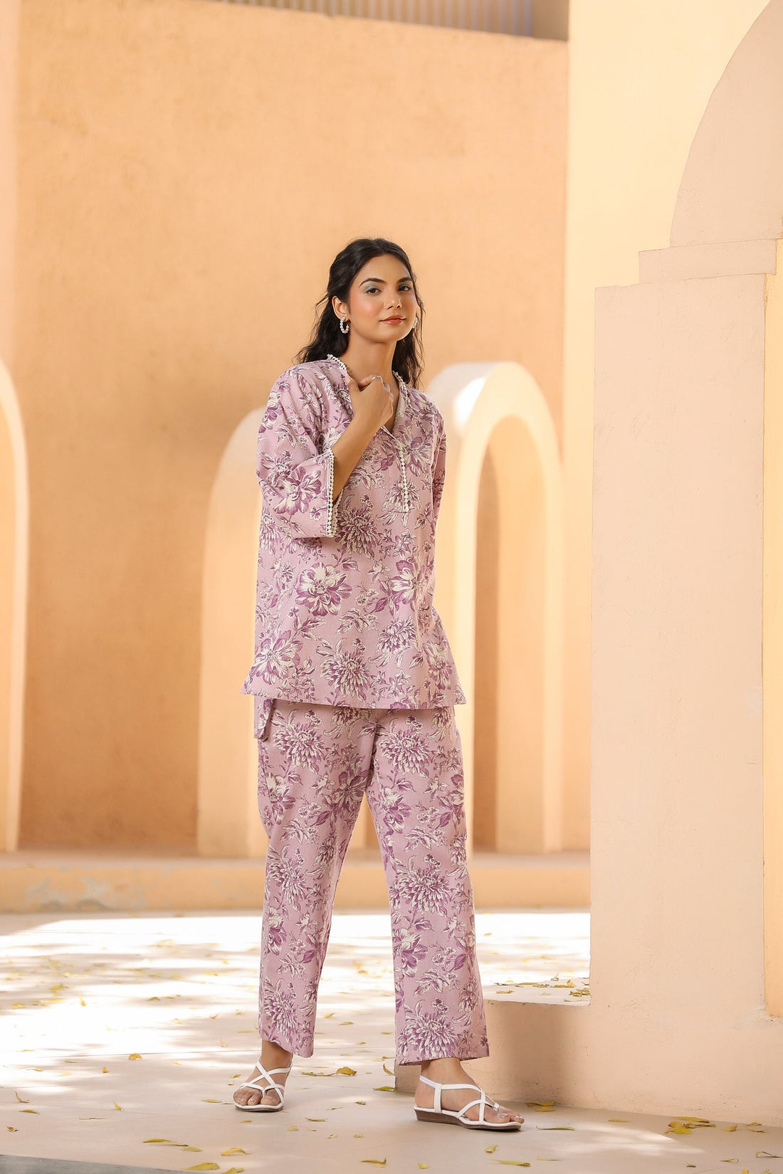 Oyster Pink Cotton Flex Co-ord Set