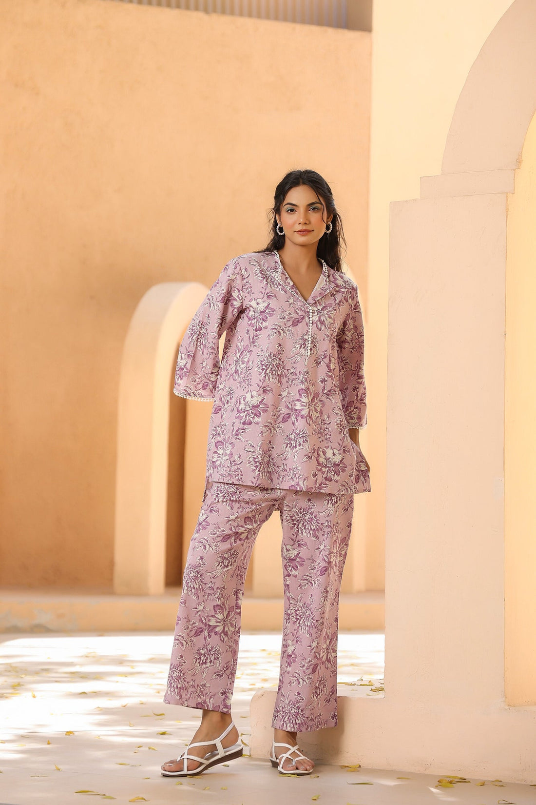 Oyster Pink Cotton Flex Co-ord Set