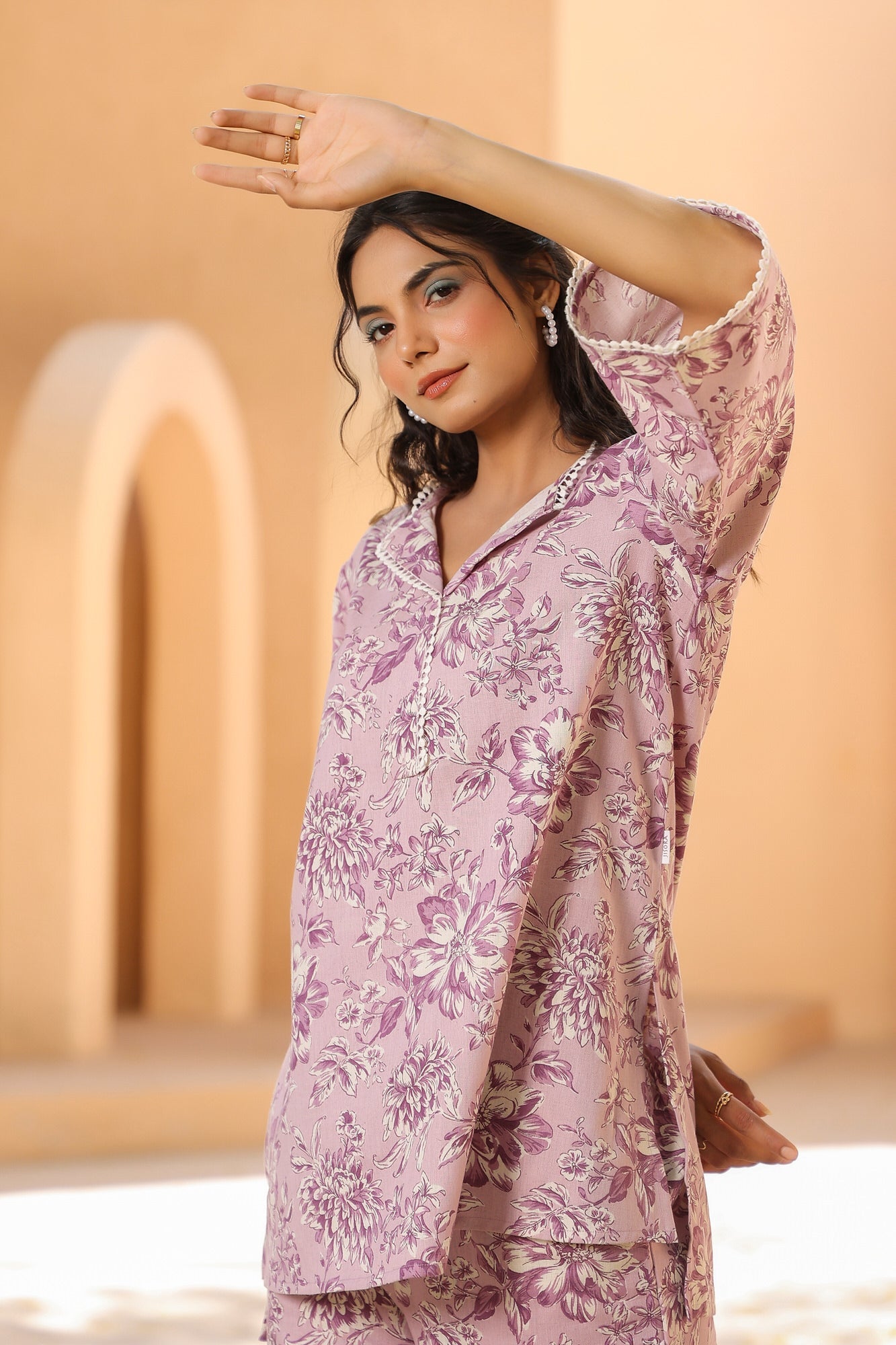 Oyster Pink Cotton Flex Co-ord Set