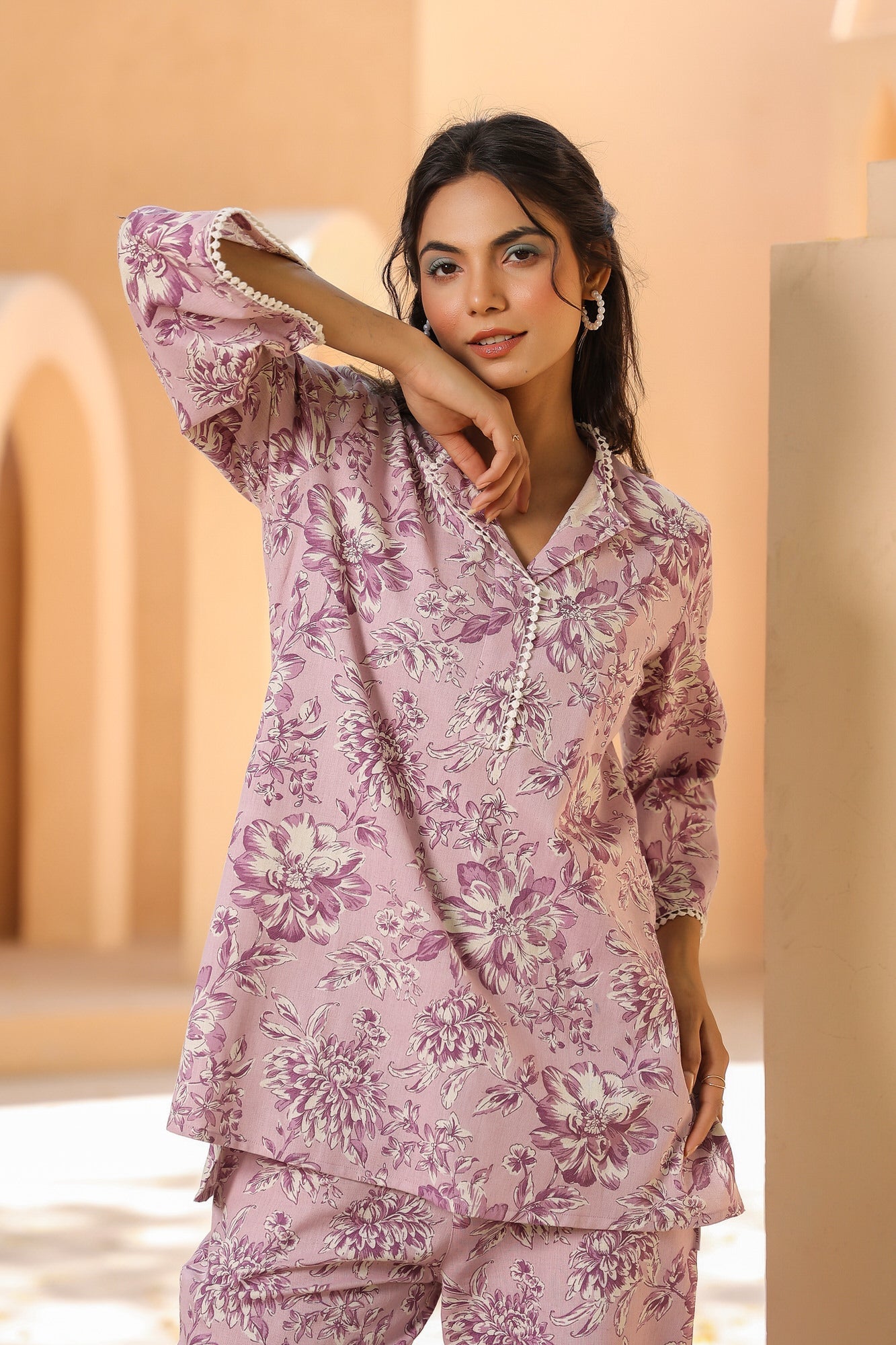 Oyster Pink Cotton Flex Co-ord Set