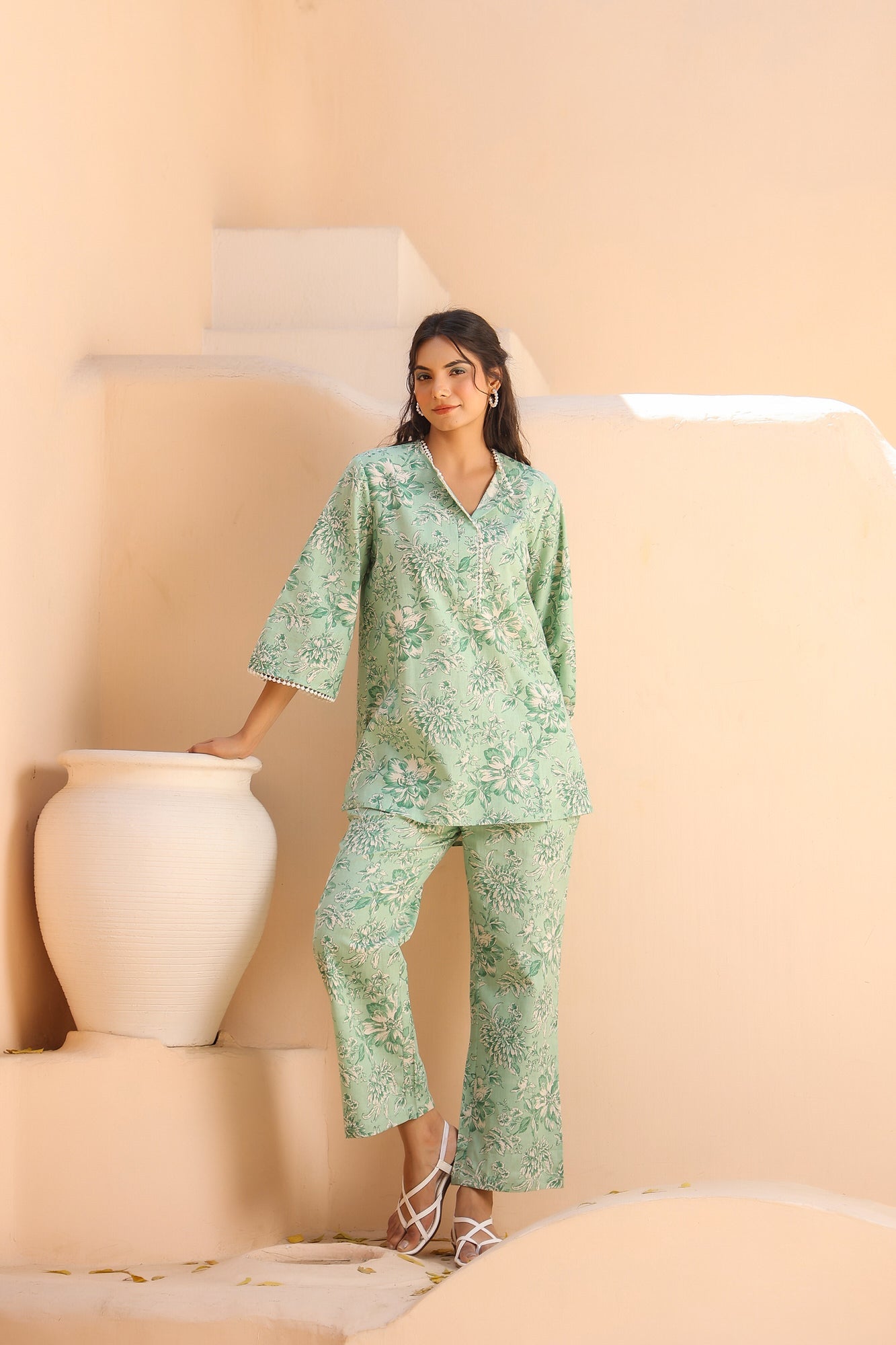 Mint Floral Cotton Flex Co-ord Set