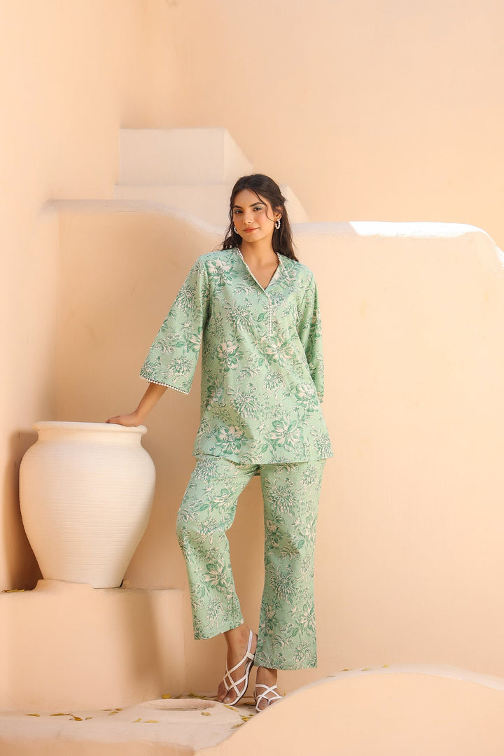 Mint Floral Cotton Flex Co-ord Set