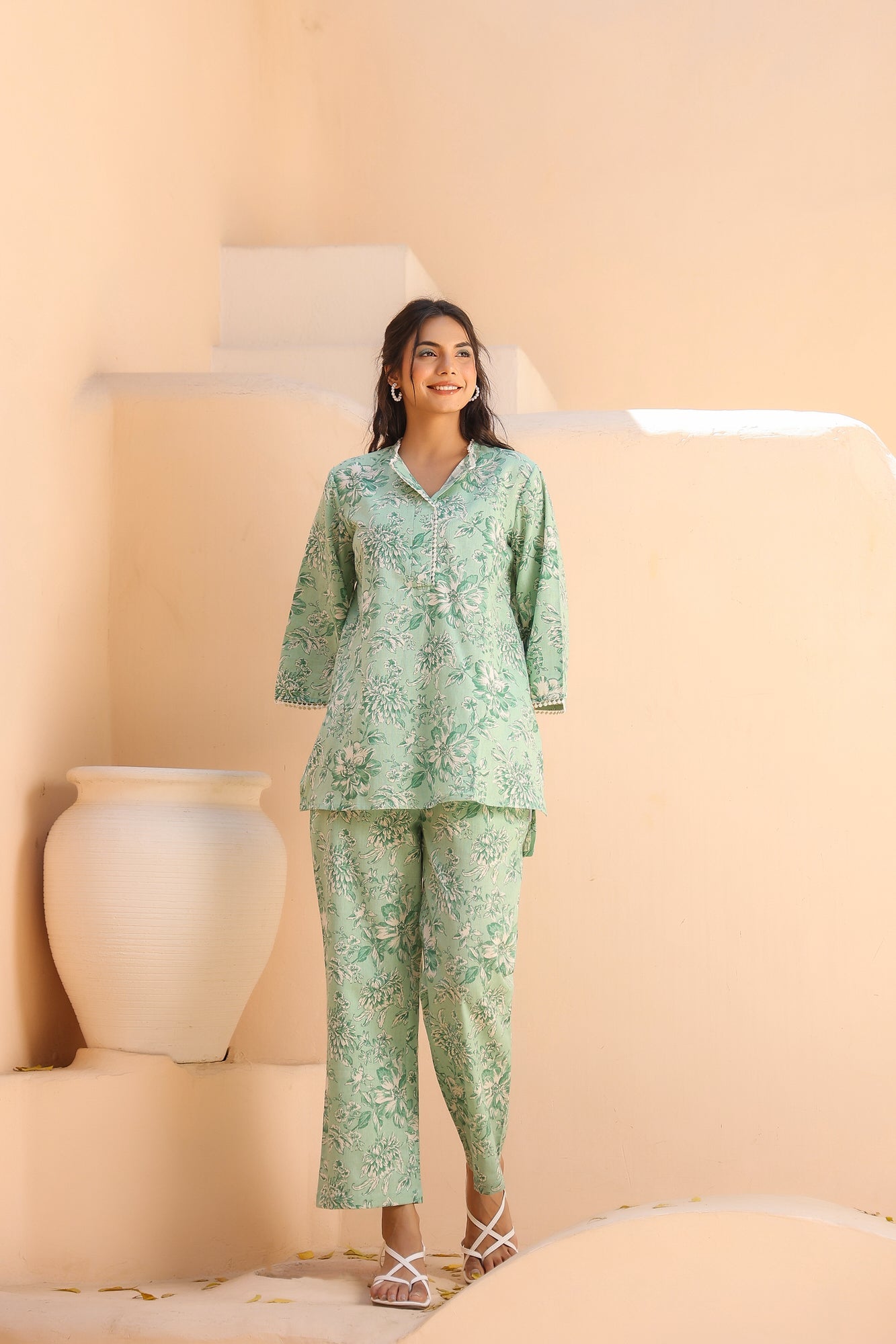 Mint Floral Cotton Flex Co-ord Set