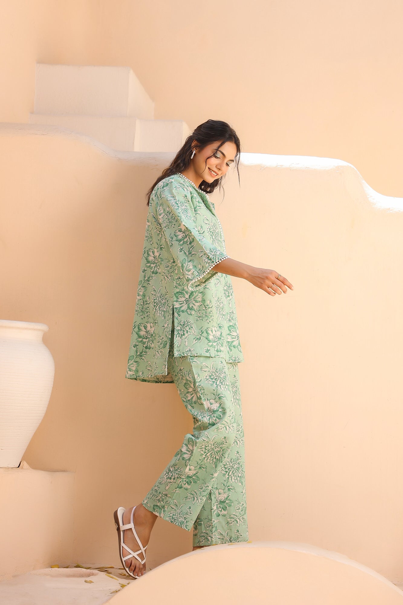 Mint Floral Cotton Flex Co-ord Set