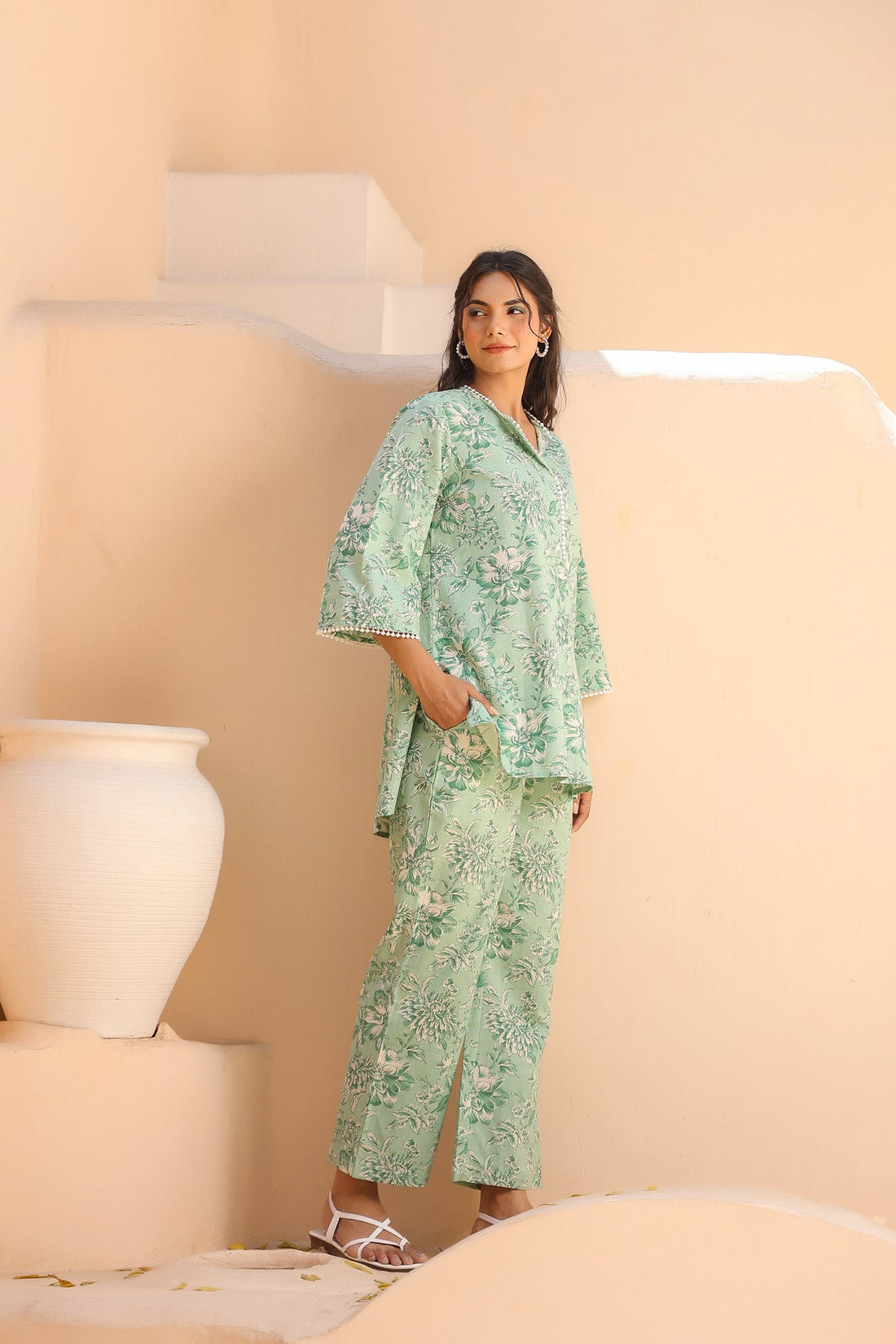 Mint Floral Cotton Flex Co-ord Set