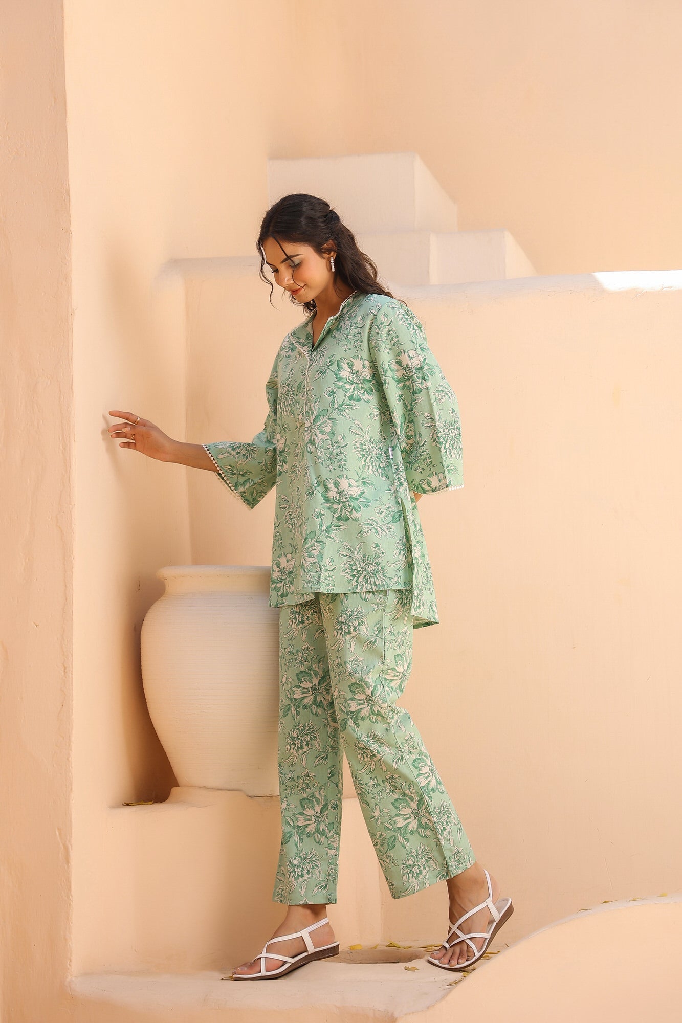 Mint Floral Cotton Flex Co-ord Set