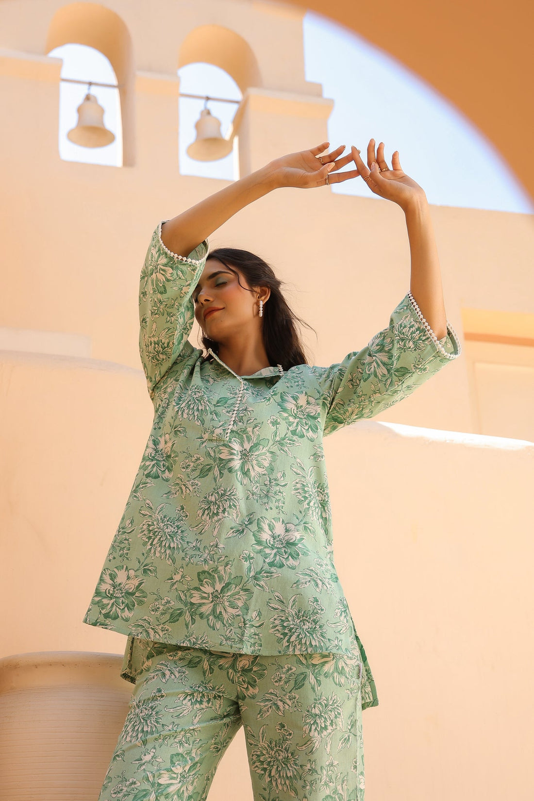 Mint Floral Cotton Flex Co-ord Set