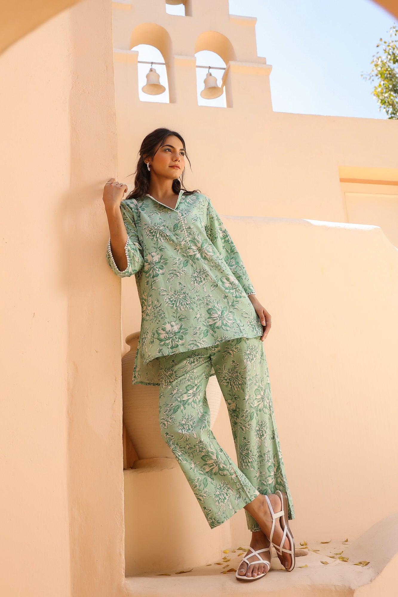 Mint Floral Cotton Flex Co-ord Set
