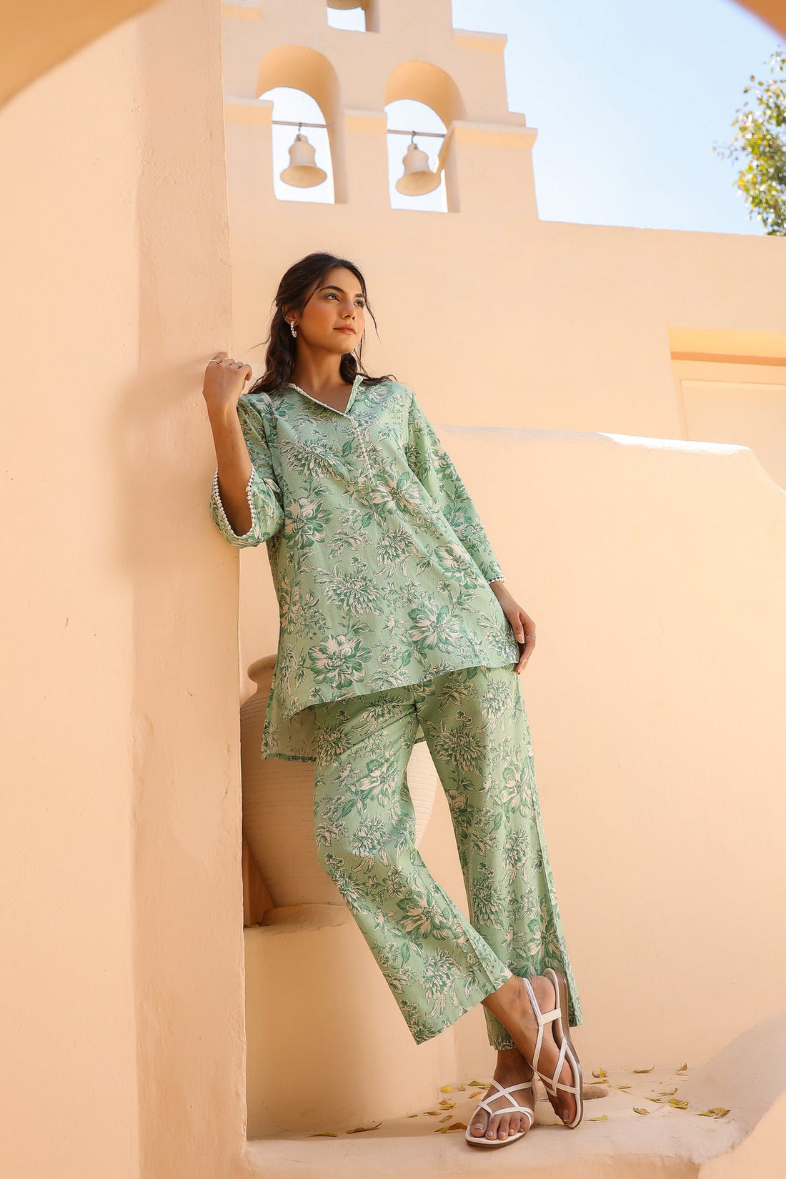 Mint Floral Cotton Flex Co-ord Set