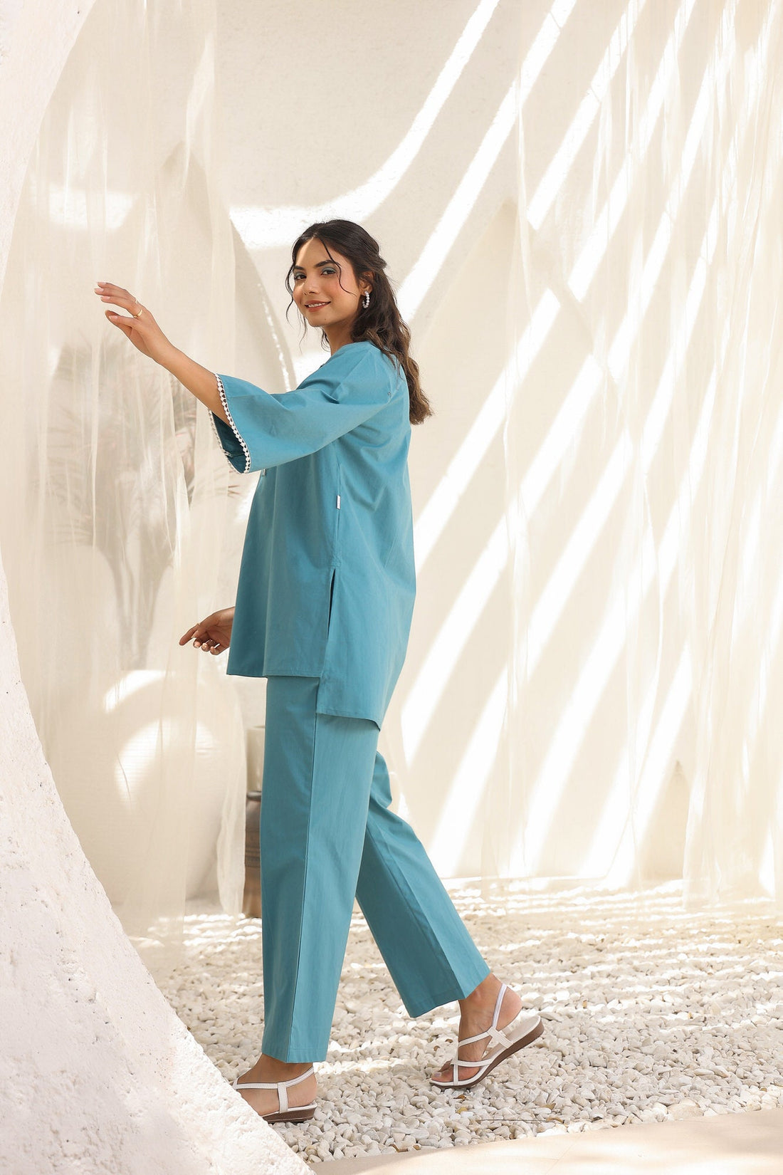 Monoch Blue Cotton Co-ord Set