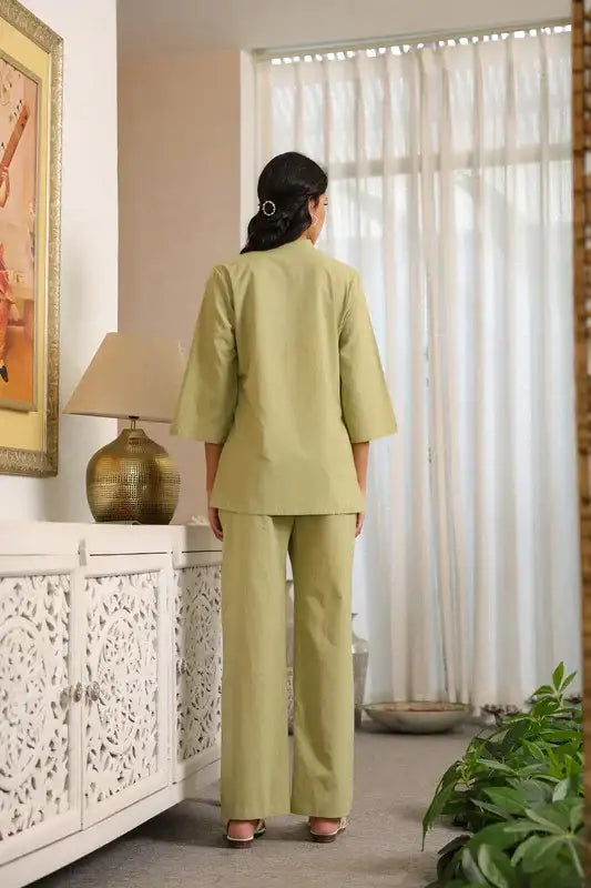 Sage Green with Lace Detailing Cotton Co-ord Set