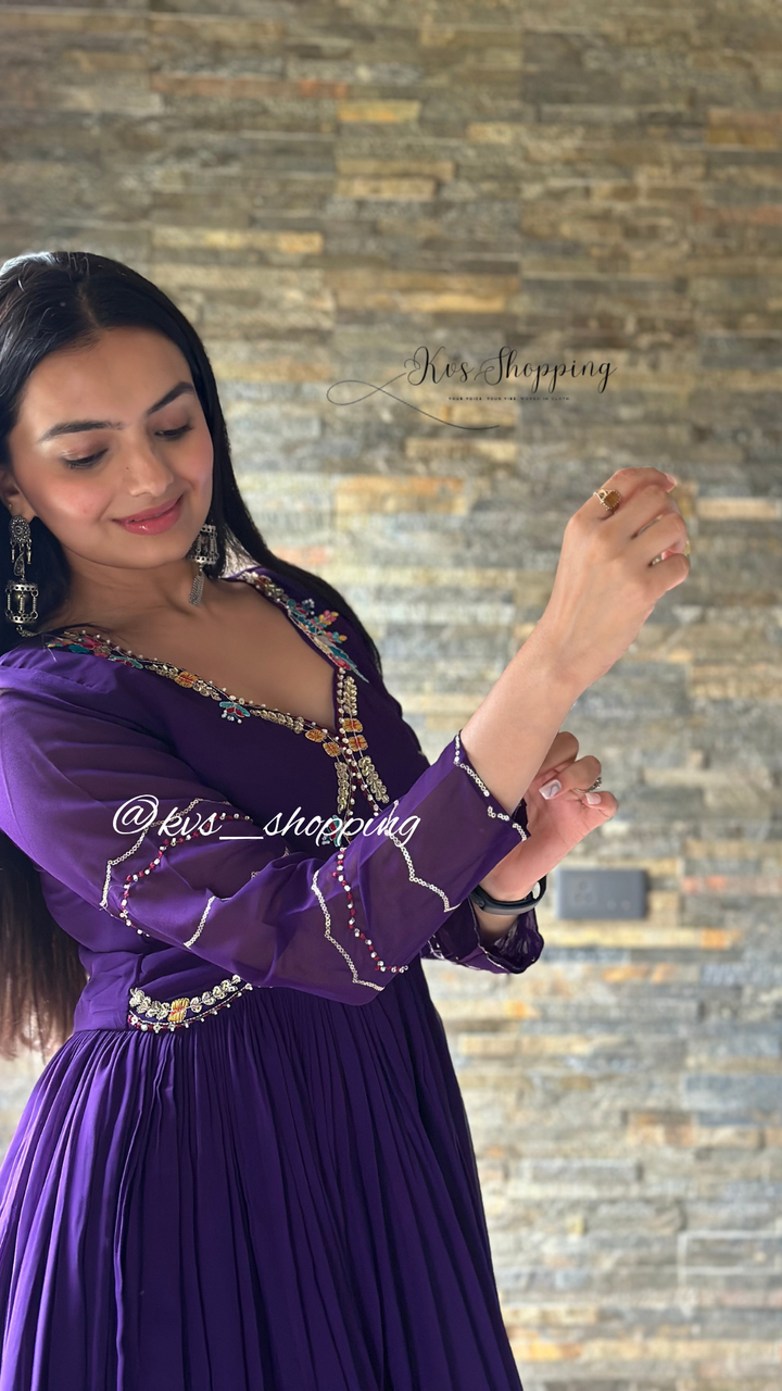 Cafe Gowns of Georgette Colourful embroidery Party