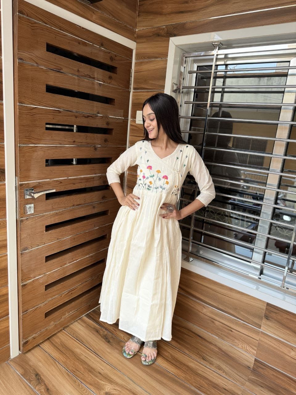 Summer Pure Khadi Cotton Cafe Gown