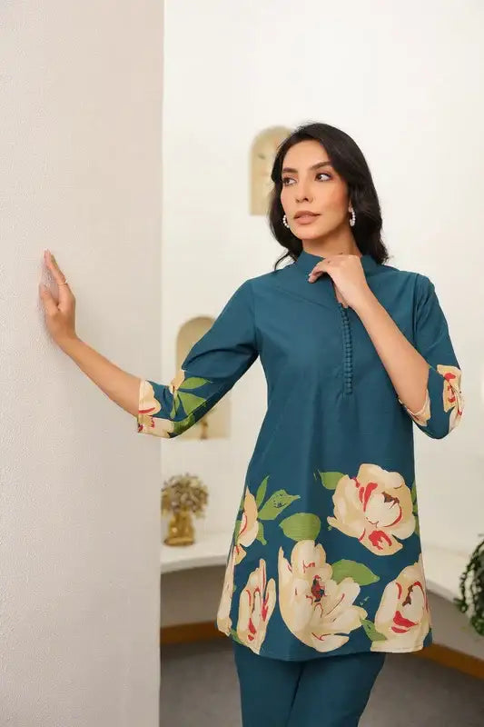 Teal Botanic Bliss Cotton Co-ord Set