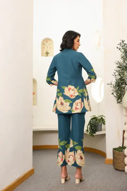 Teal Botanic Bliss Cotton Co-ord Set