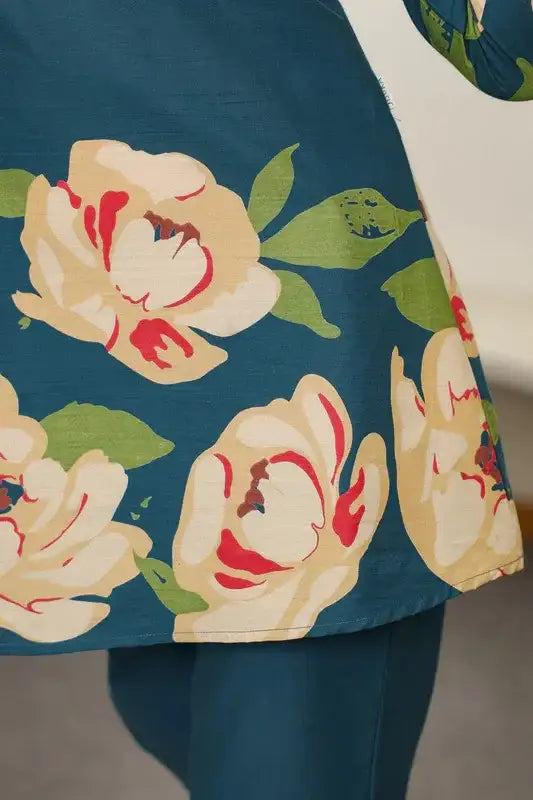 Teal Botanic Bliss Cotton Co-ord Set