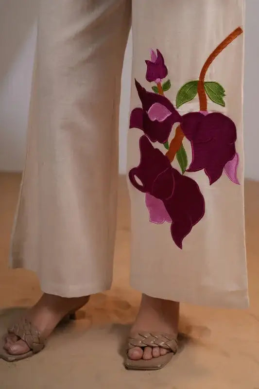 Wine Blossom Elegance Cotton Flex Co-ord Set