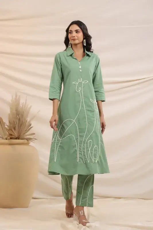 Pista Line Pattern Cotton Co-ord Set