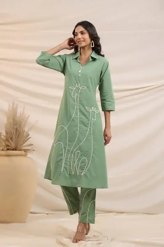 Pista Line Pattern Cotton Co-ord Set