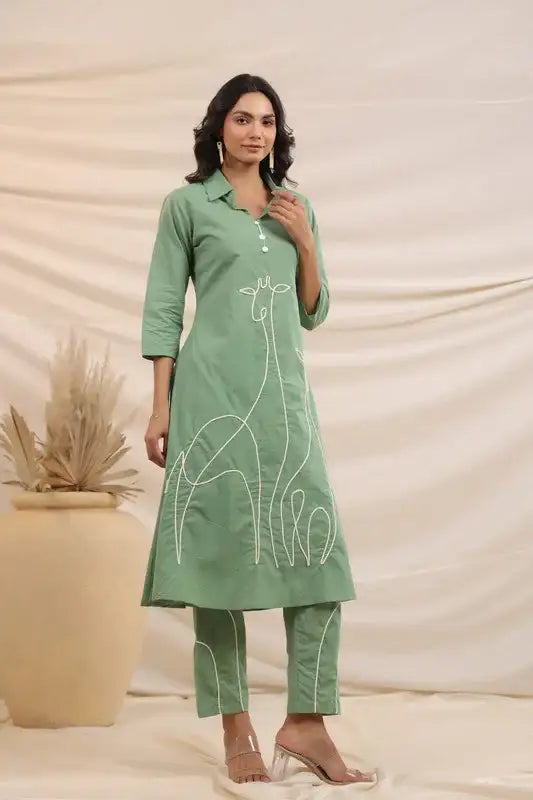 Pista Line Pattern Cotton Co-ord Set