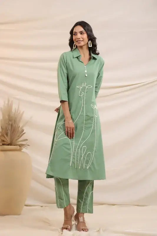 Pista Line Pattern Cotton Co-ord Set