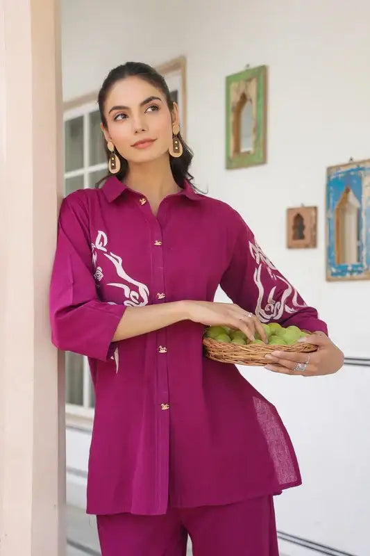 Majestic Muse Cotton Flex Wine Co-ord Set