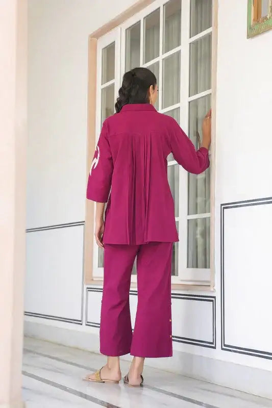 Majestic Muse Cotton Flex Wine Co-ord Set