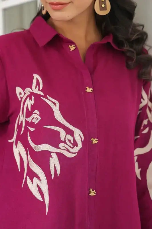 Majestic Muse Cotton Flex Wine Co-ord Set