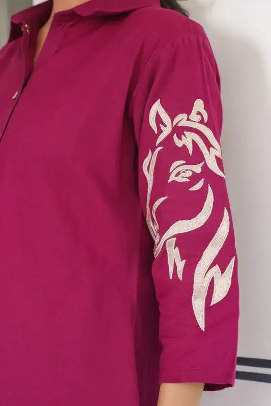 Majestic Muse Cotton Flex Wine Co-ord Set