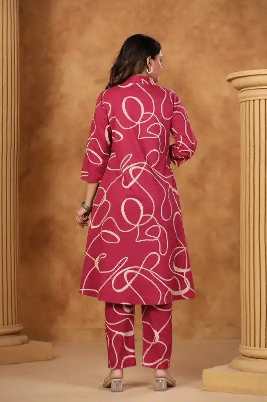 Berry Swirl Statement Pink Cotton Co-ord Set