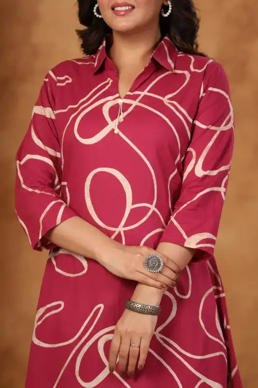 Berry Swirl Statement Pink Cotton Co-ord Set