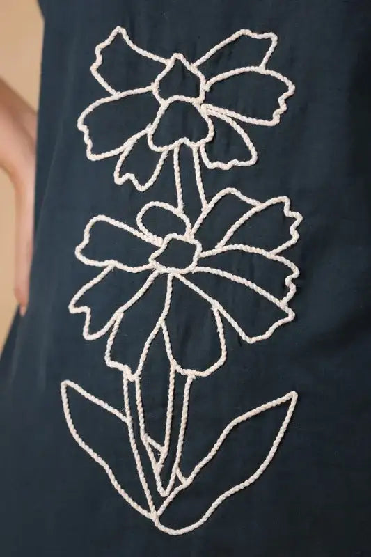 Teal Green Floral Embroidered Cotton Flex Co-ord Set