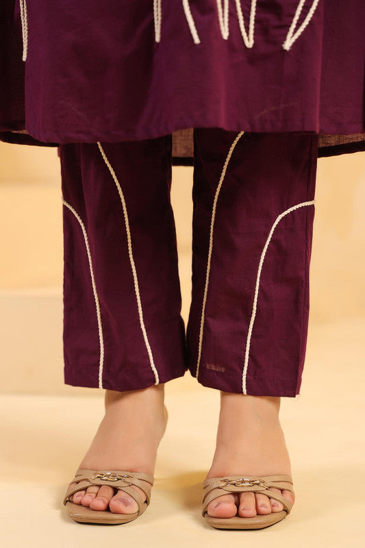 Majestic Muse Giraffe Purple Embroidered Cotton Co-ord Set