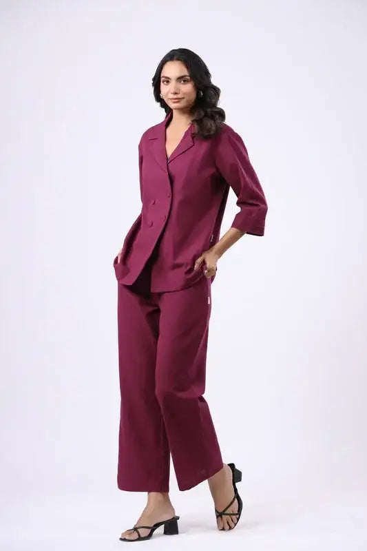 Dusk Rose Cotton Flex Blazer Co-ord Set