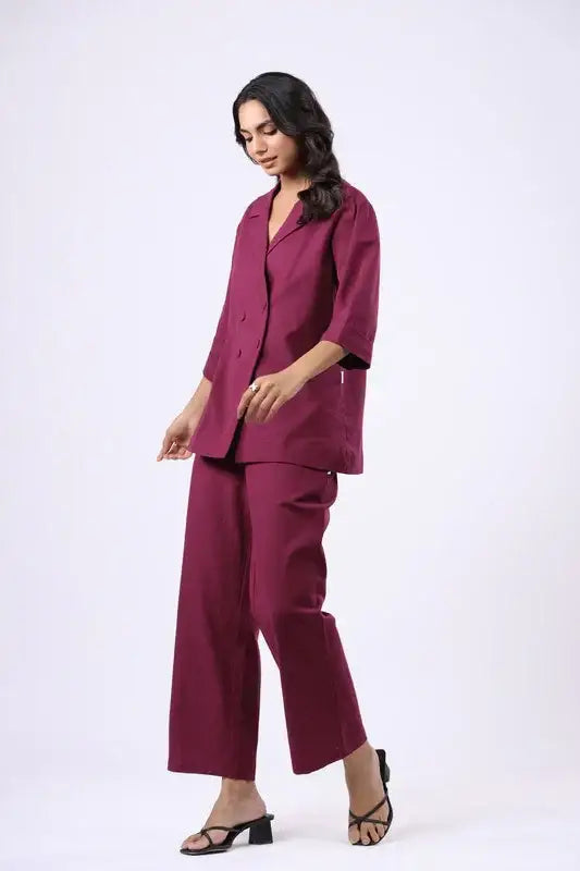Dusk Rose Cotton Flex Blazer Co-ord Set
