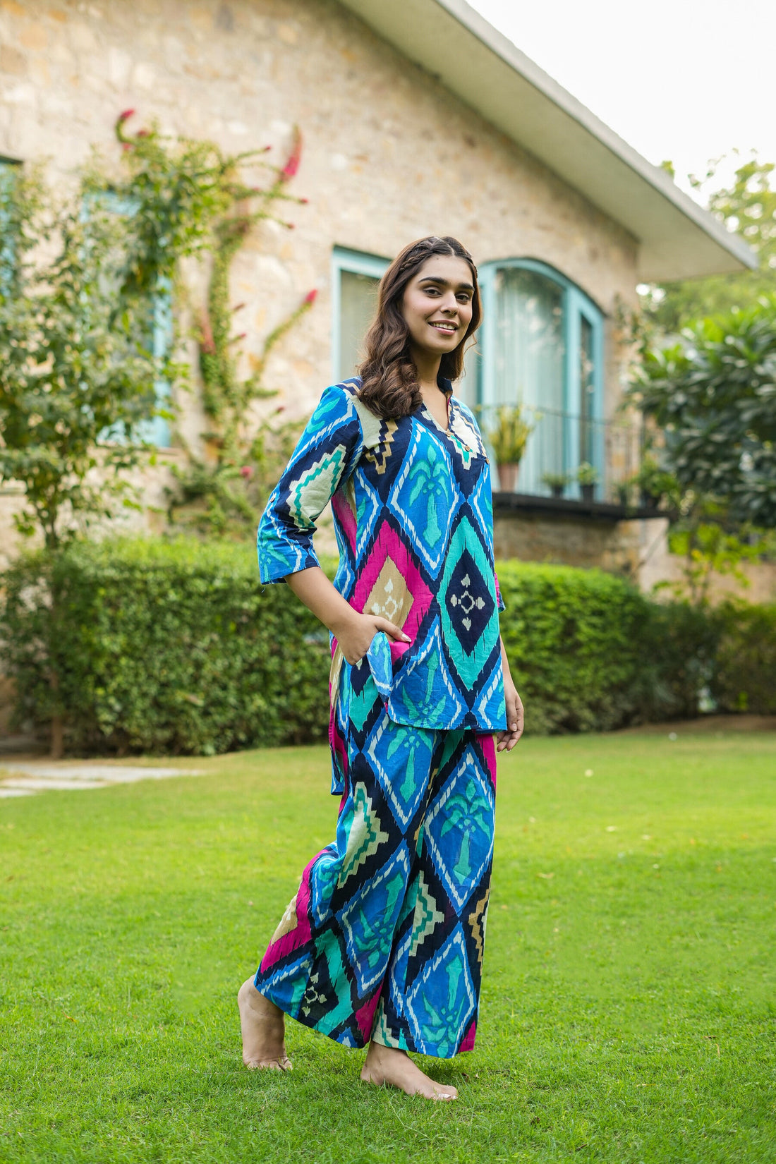 Grecian Geometric Cotton Co-ord Set