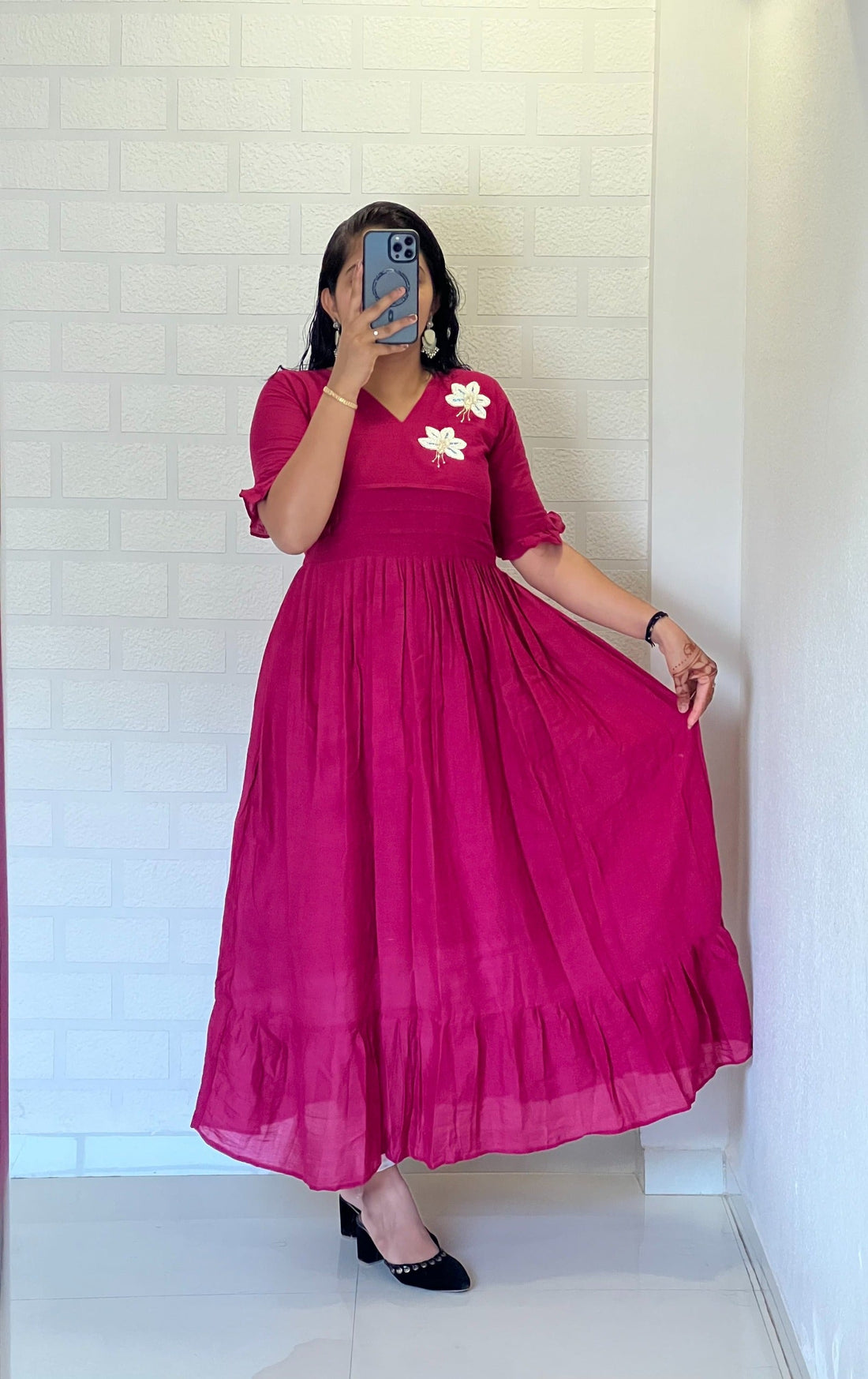 Hand work Mul Cotton Cafe Gowns