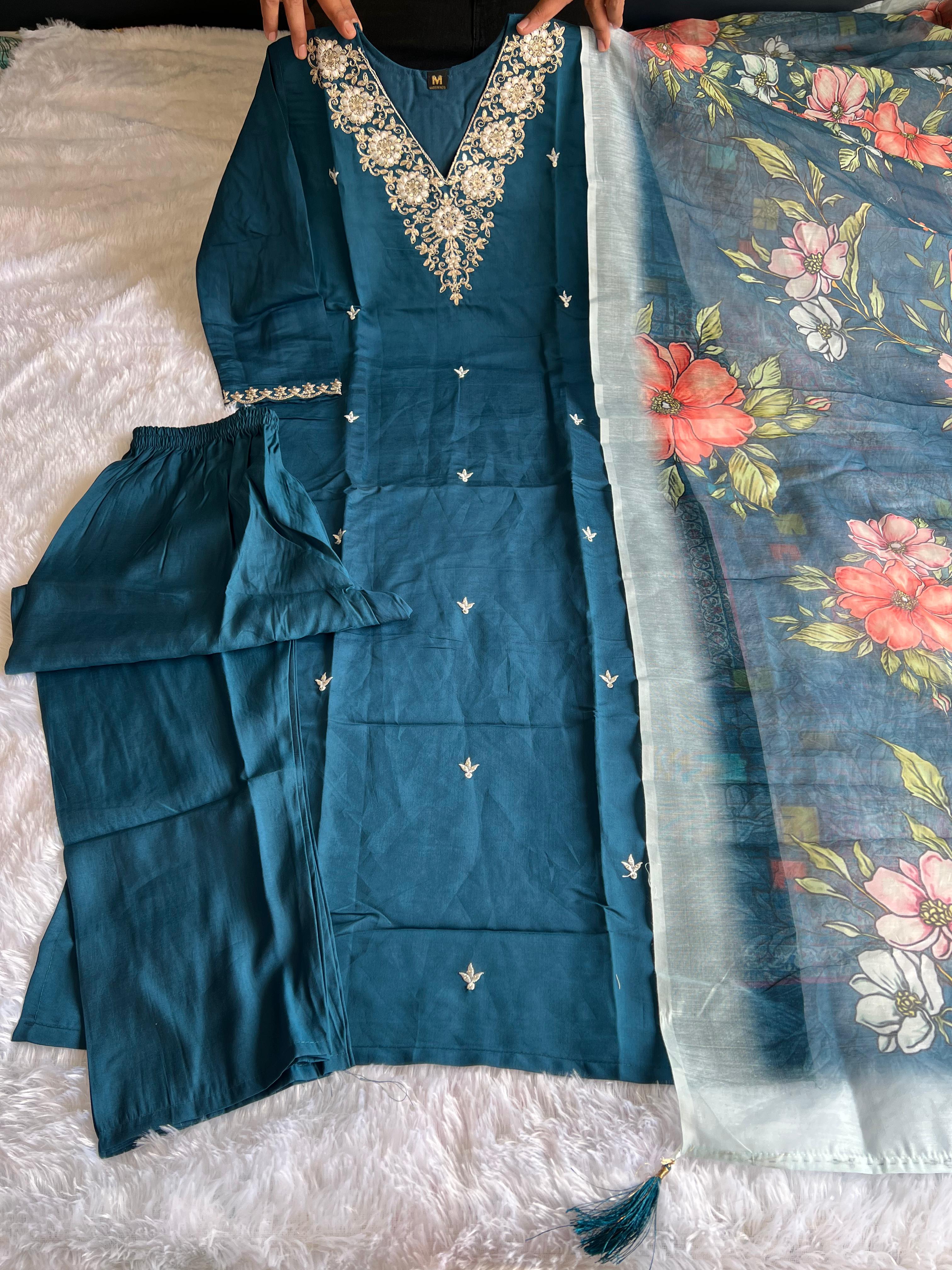 3 Pieces Designer Kurti Sets