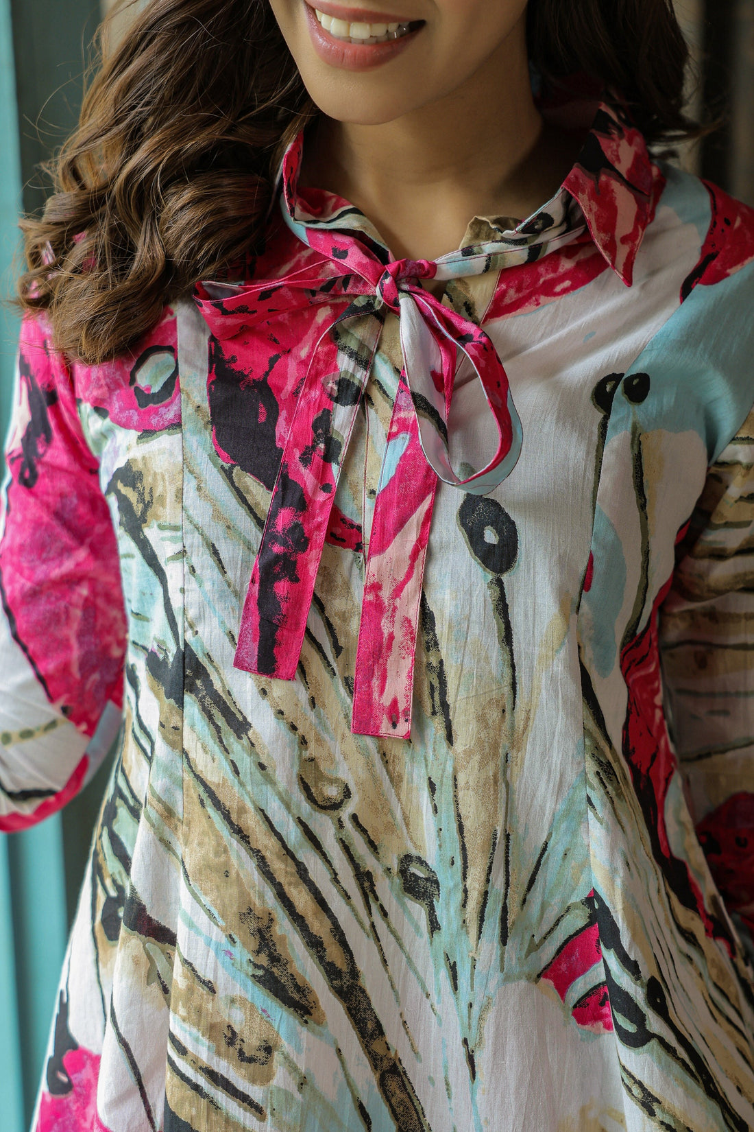 Crimson Mural on Cotton Co-ord Set