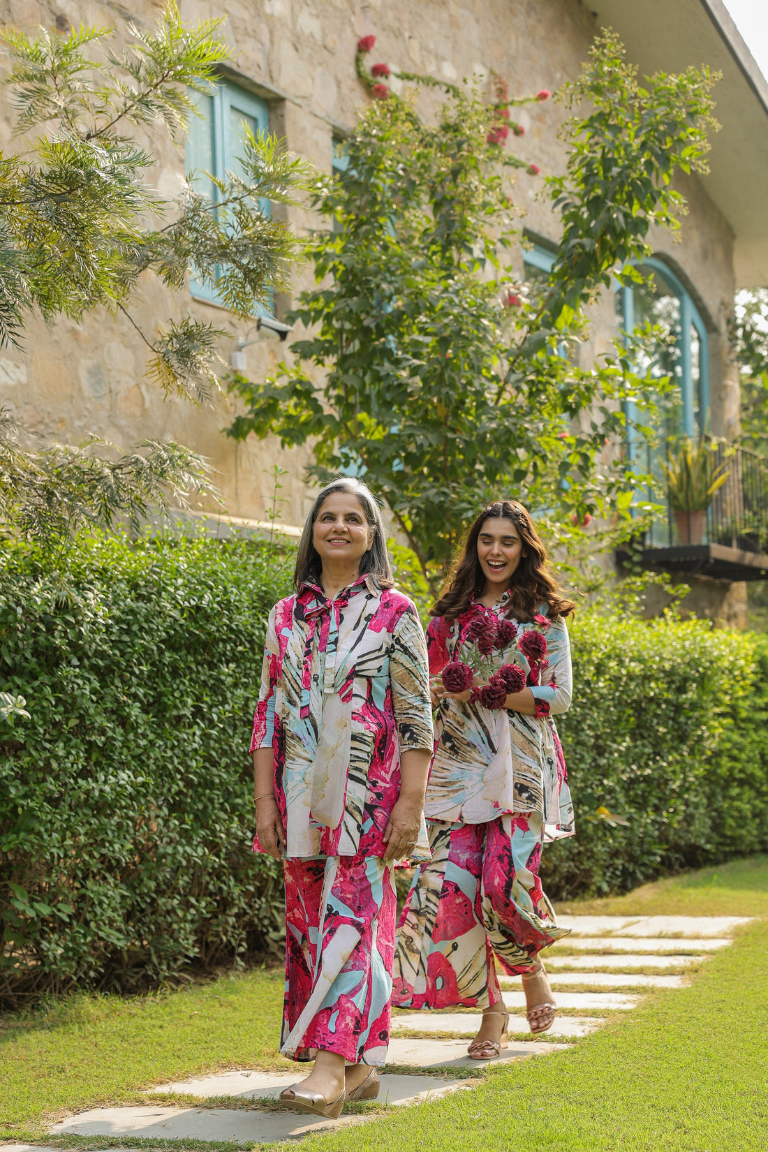 Crimson Mural on Cotton Co-ord Set