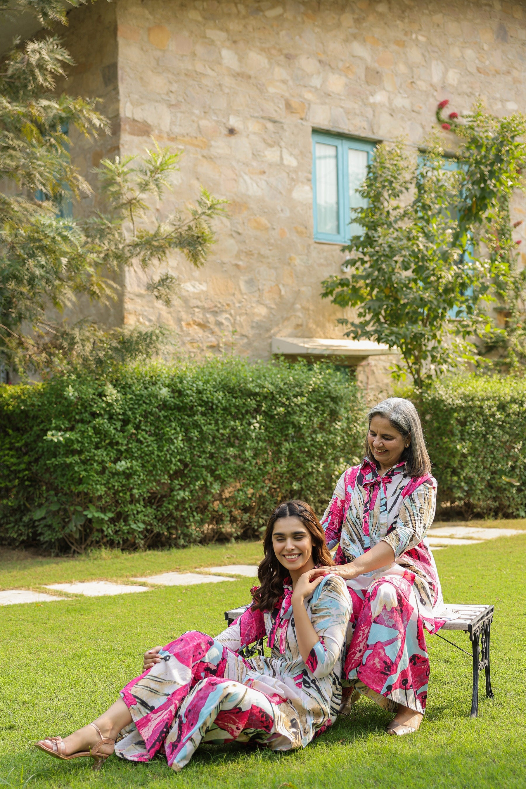 Crimson Mural on Cotton Co-ord Set