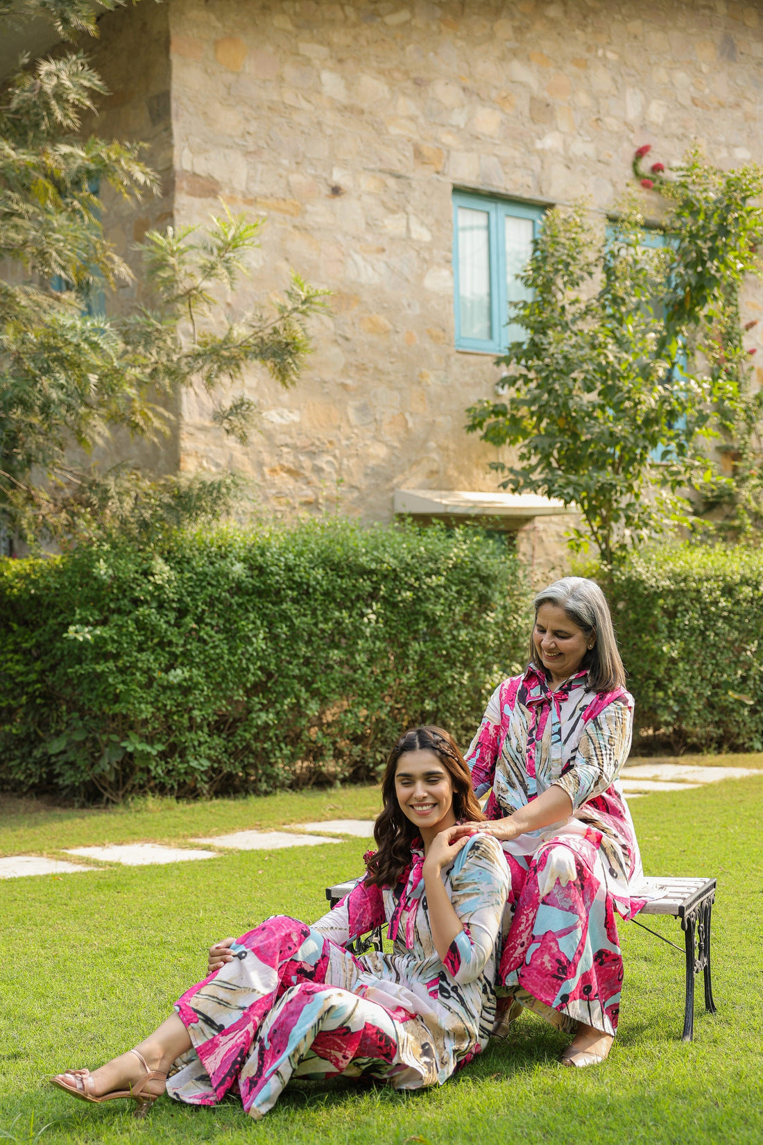 Crimson Mural on Cotton Co-ord Set