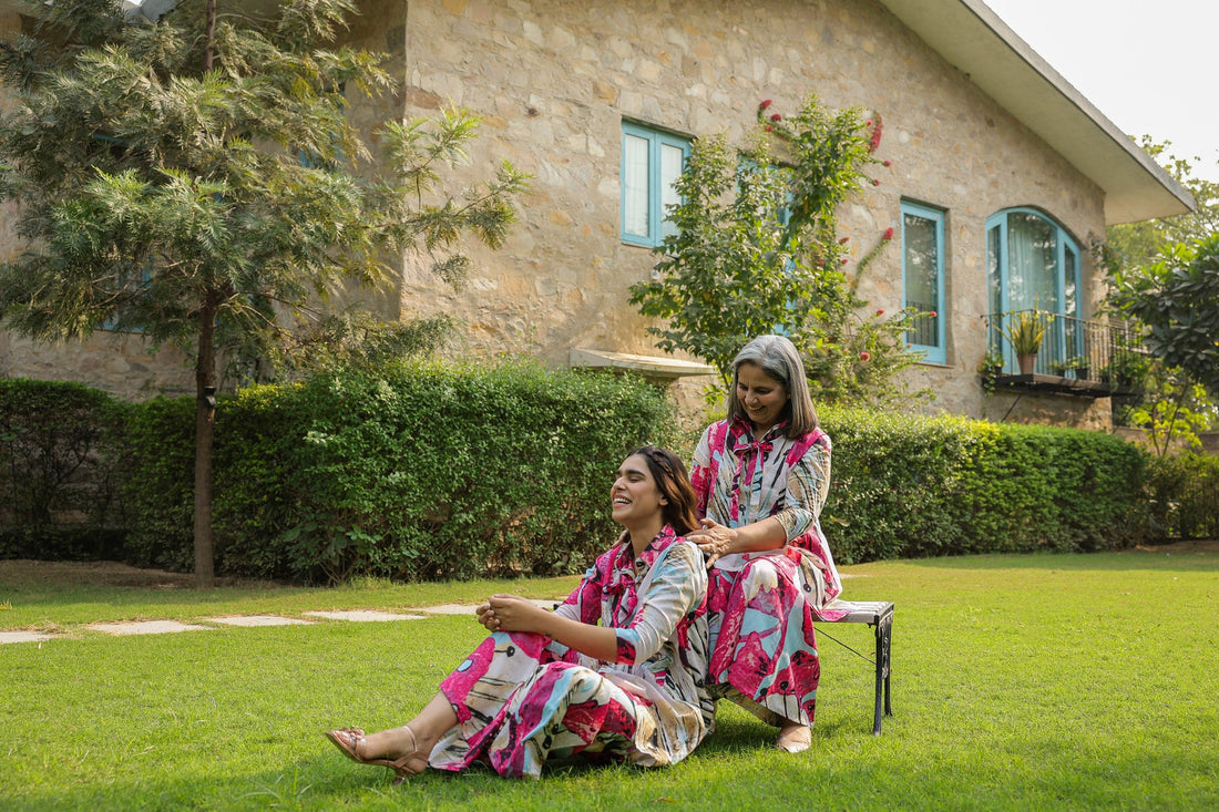 Crimson Mural on Cotton Co-ord Set