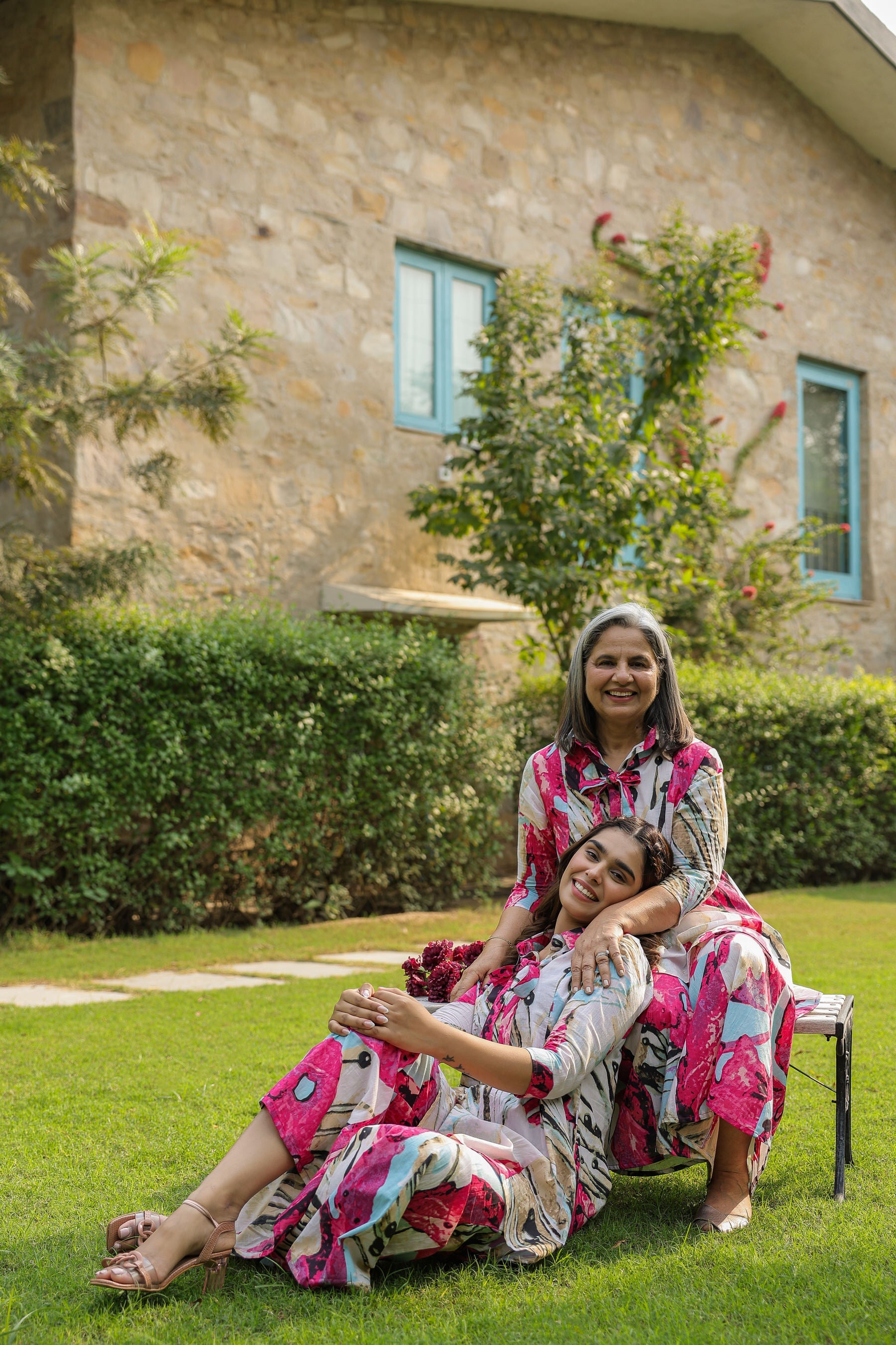 Crimson Mural on Cotton Co-ord Set