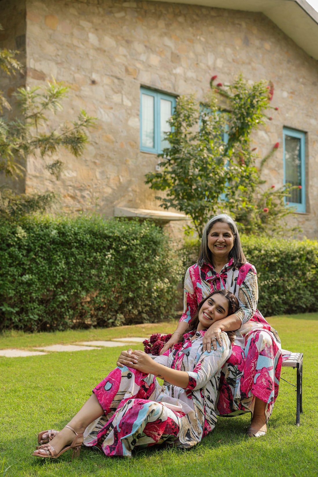 Crimson Mural on Cotton Co-ord Set