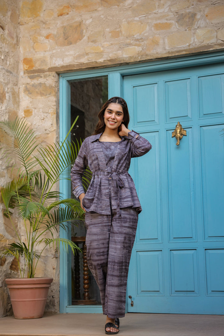 Charcoal Grey Three Piece Cotton Co-ord Set